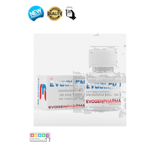 Evogen Pharma Clenbuterol 20mcg 100 Tablet orijinal yağ yakıcı kutusu