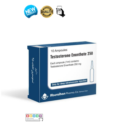 Aburaihan Testosterone Enanthate 250mg 10 ampül orijinal İran testosteron kutusu