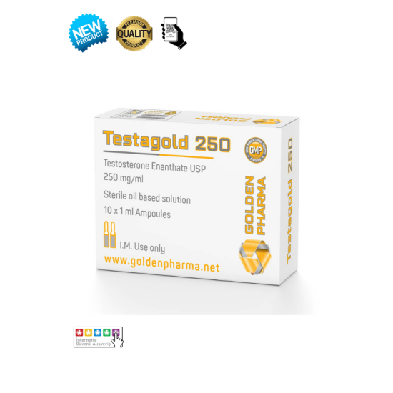 Golden Pharma Testosterone Enanthate 250mg 10ml orijinal enjeksiyonluk steroid şişesi - Testo E stokta